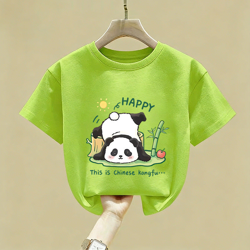 Boys Pure Cotton Cartoon T-Shirt Breathable Summer Casual Top