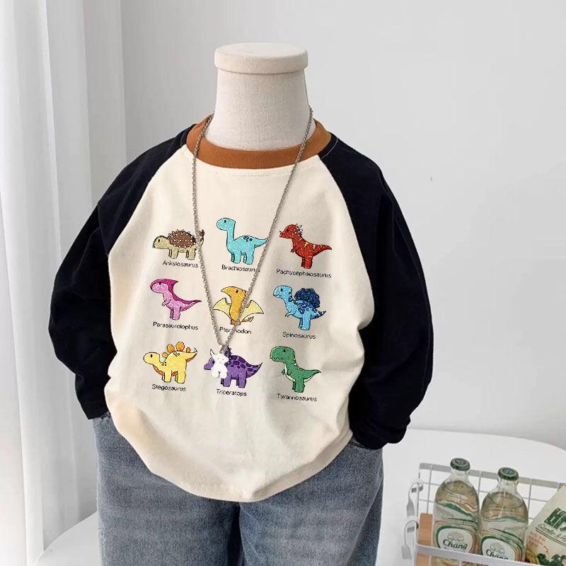 Kids Cartoon Raglan Sleeve Long Sleeve Cotton T-Shirt