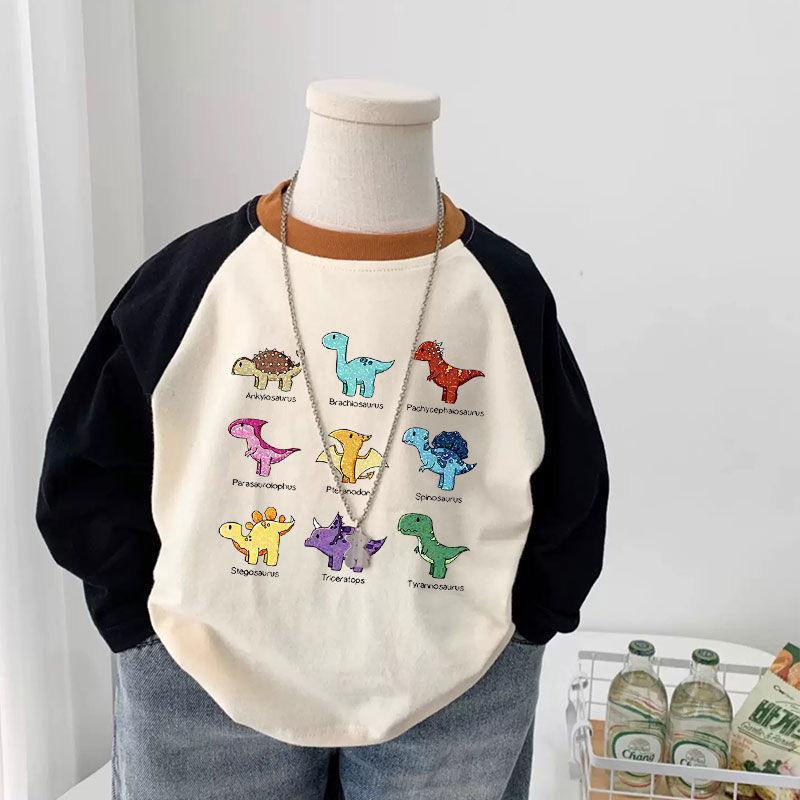 Kids Cartoon Raglan Sleeve Long Sleeve Cotton T-Shirt