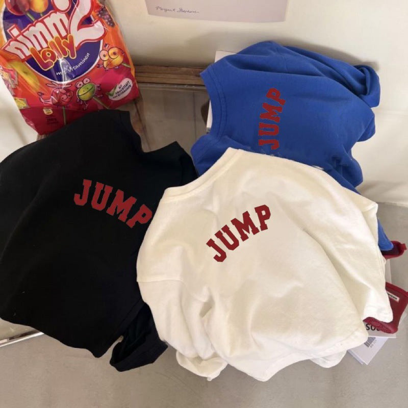 Kids Pure Cotton Letter Print Long Sleeve Casual T-Shirt