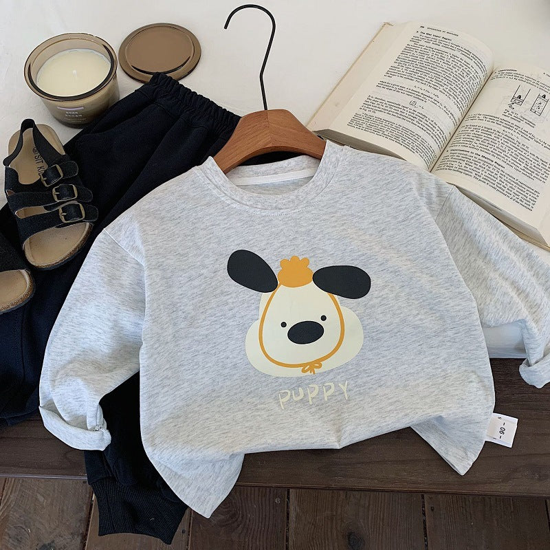 Kids Pure Cotton Long Sleeve Cartoon T-Shirt Casual Top