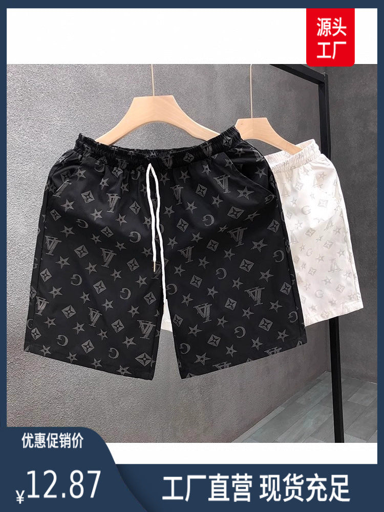 Men's Hong Kong Style Loose Fit Casual Five-Point Shorts