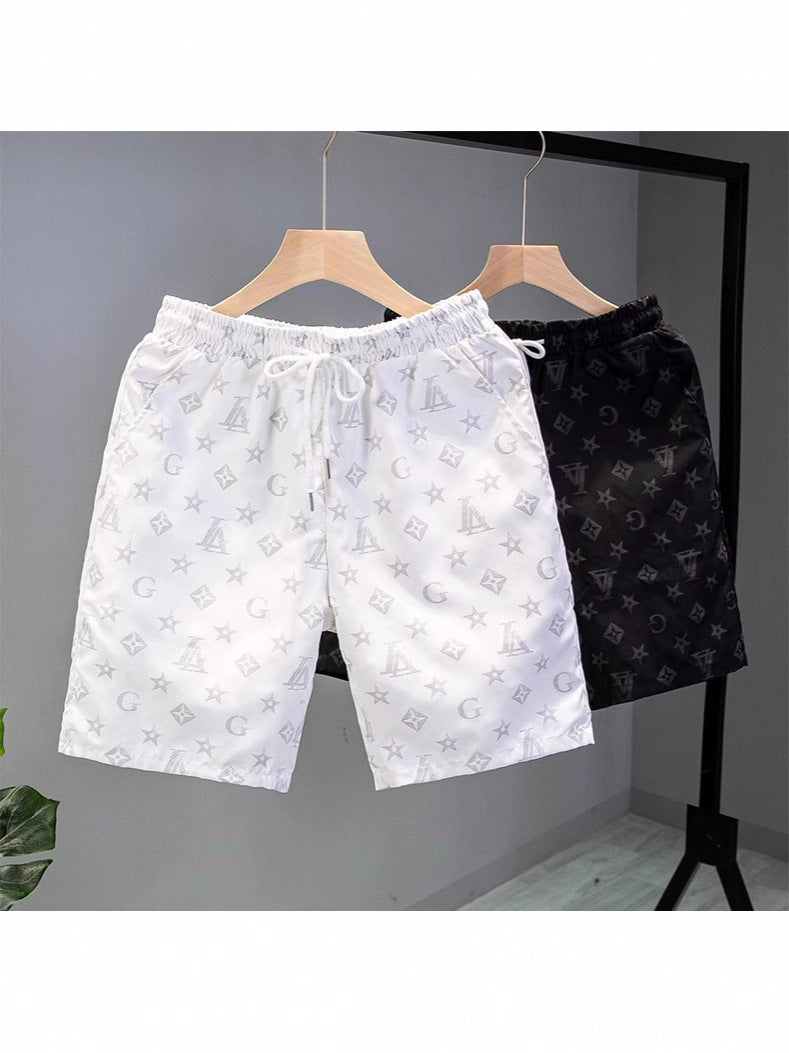 Men's Hong Kong Style Loose Fit Casual Five-Point Shorts