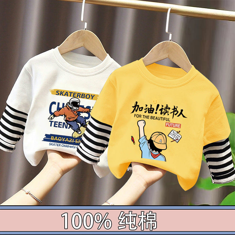 Boys Pure Cotton Long Sleeve T-Shirt Casual Autumn Top