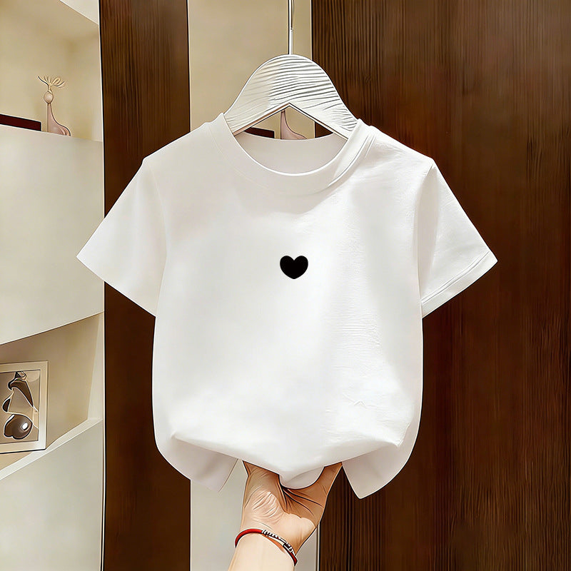 Girls Pure Cotton Short Sleeve T-Shirt Breathable Summer Top
