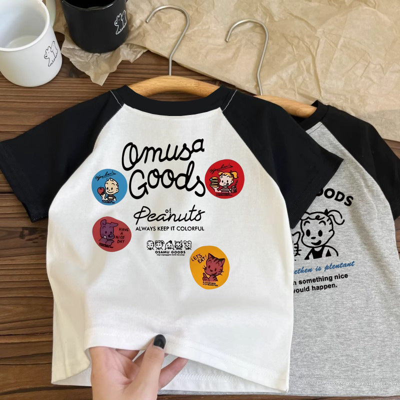 Kids Pure Cotton Cartoon Anime T-Shirt Casual Summer Top