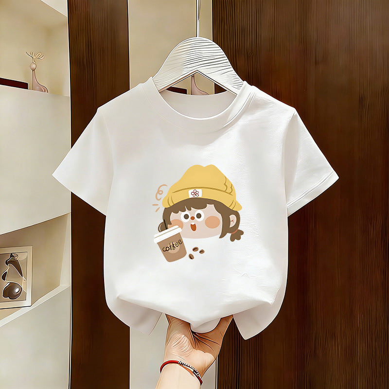 Girls Pure Cotton Short Sleeve T-Shirt Casual Summer Top