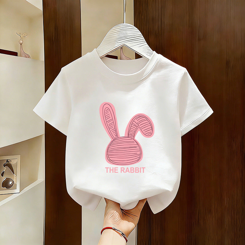 Girls Pure Cotton Short Sleeve T-Shirt Casual Summer Top