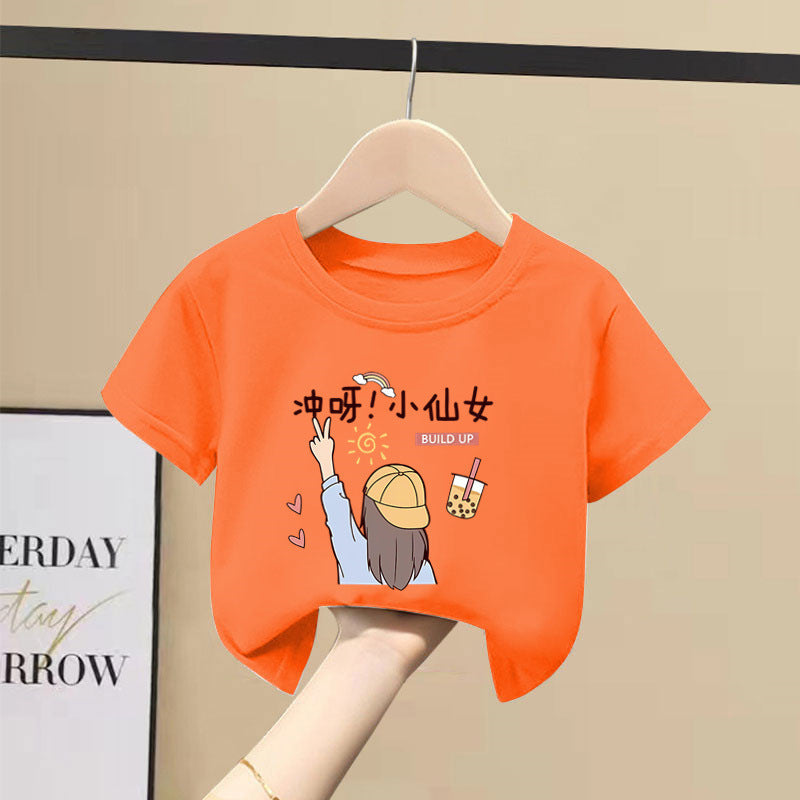 Girls Cartoon Cotton T-Shirt Soft Breathable Summer Top
