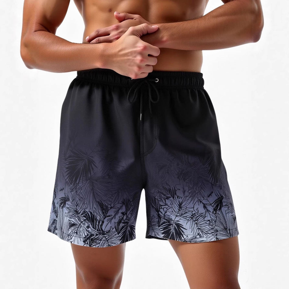 Men's Printed Beach Shorts with Lining Quick Dry Loose Fit