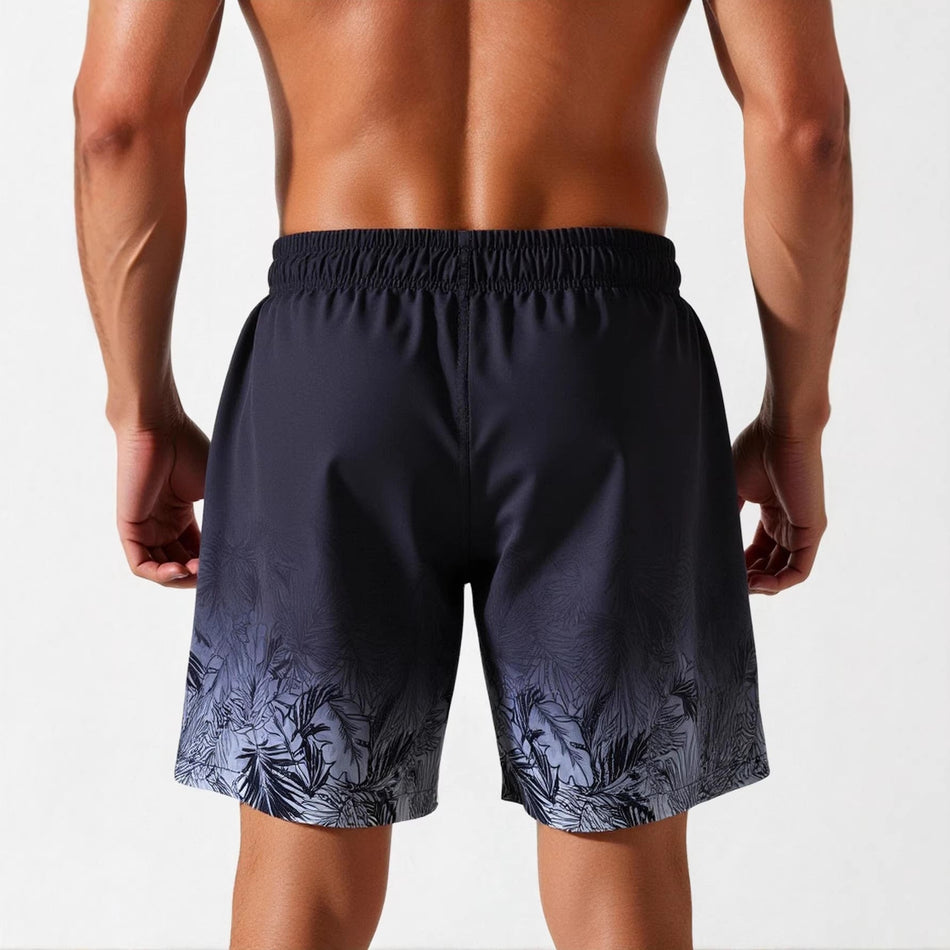 Men's Printed Beach Shorts with Lining Quick Dry Loose Fit