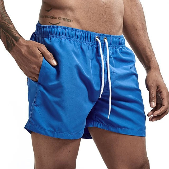 Men's Candy Color Five Point Casual Beach Shorts Logo Design