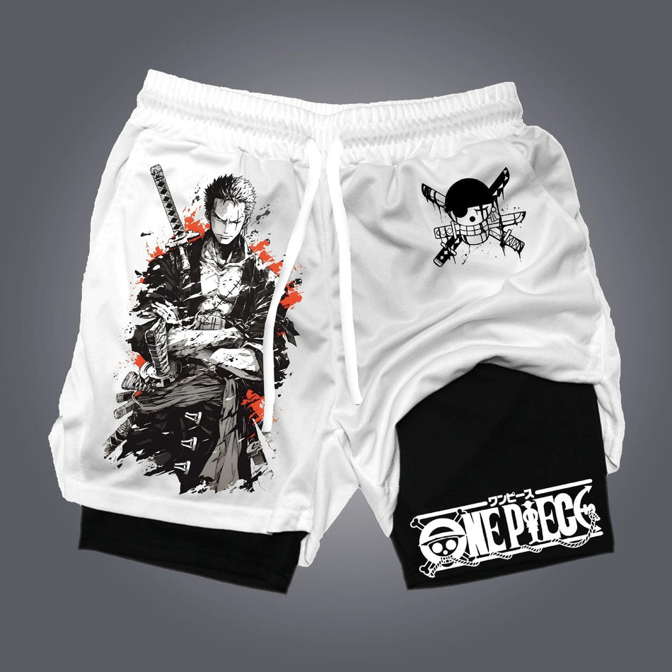 Men's 3D Print Double Layer Fitness Beach Sports Shorts