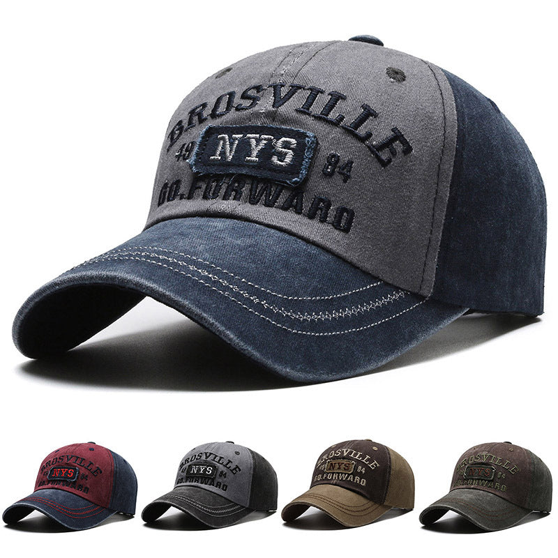 Men's Washed Cotton Baseball Cap Embroidered Casual Sun Hat