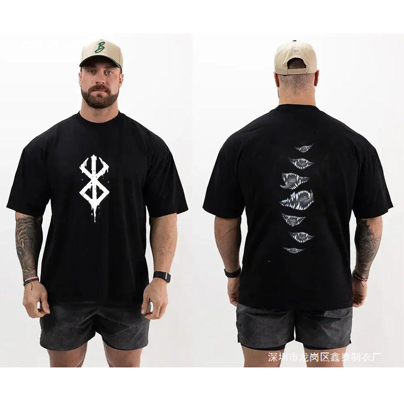 Men's Muscle Fit Gym T-Shirt Round Neck Sports Casual Tee