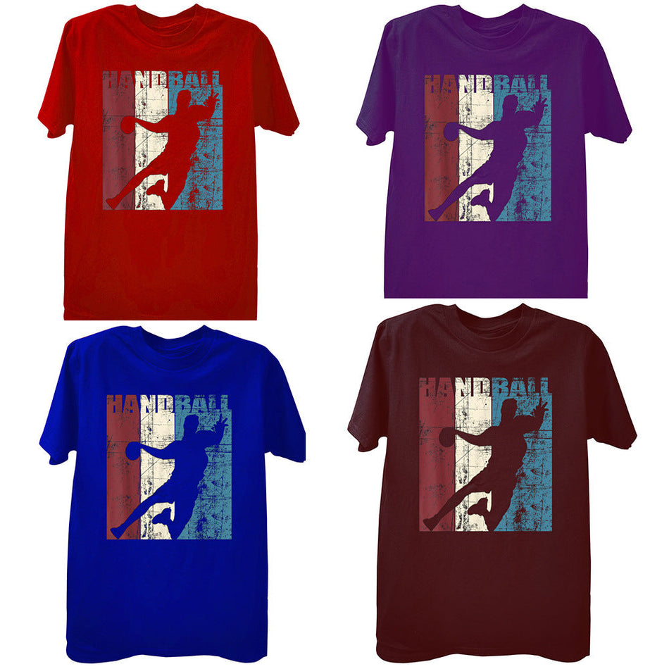 Funny Vintage Handball Player Graphic Cotton Casual T-Shirt