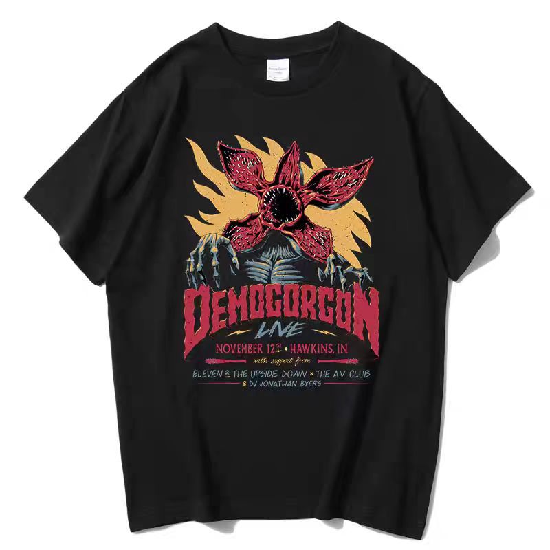 Eddie Munson Demogorgon Retro Graphic Cotton Casual T-Shirt