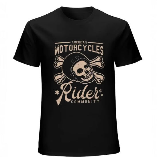 Biker Skull Graphic Men's Short Sleeve Cotton Casual T-Shirt