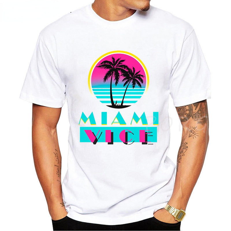 Miami Vice Hip Hop Graphic Unisex Short Sleeve Casual T-Shirt