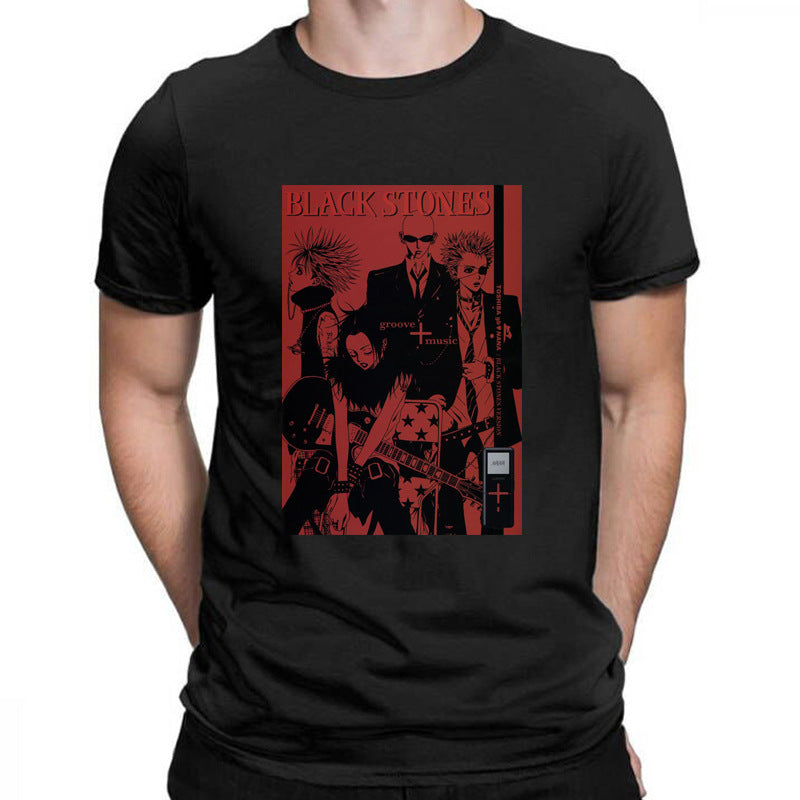 Nana Black Stones Manga Graphic Men's Summer Cotton T-Shirt