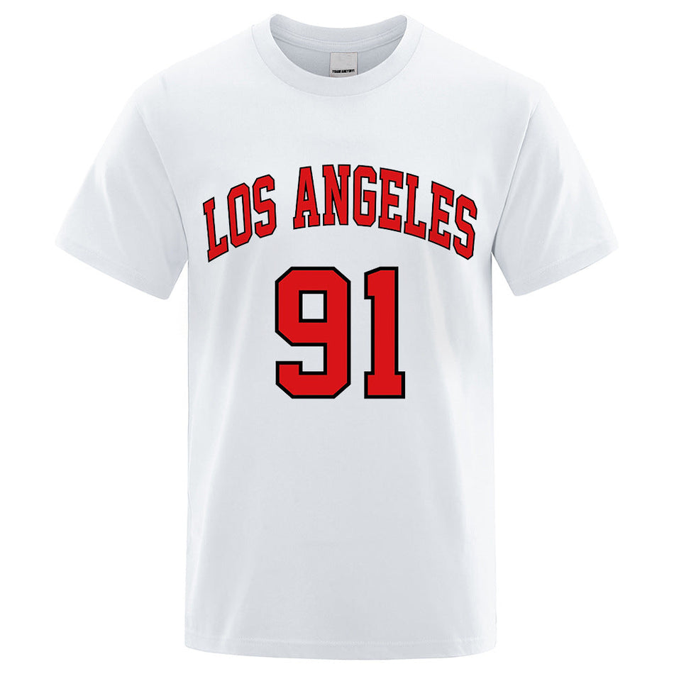 Los Angeles 91 Team Print Men's Summer Cotton Casual T-Shirt