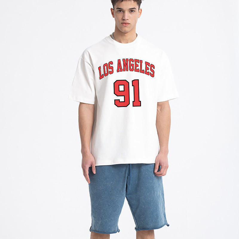 Los Angeles 91 Team Print Men's Summer Cotton Casual T-Shirt