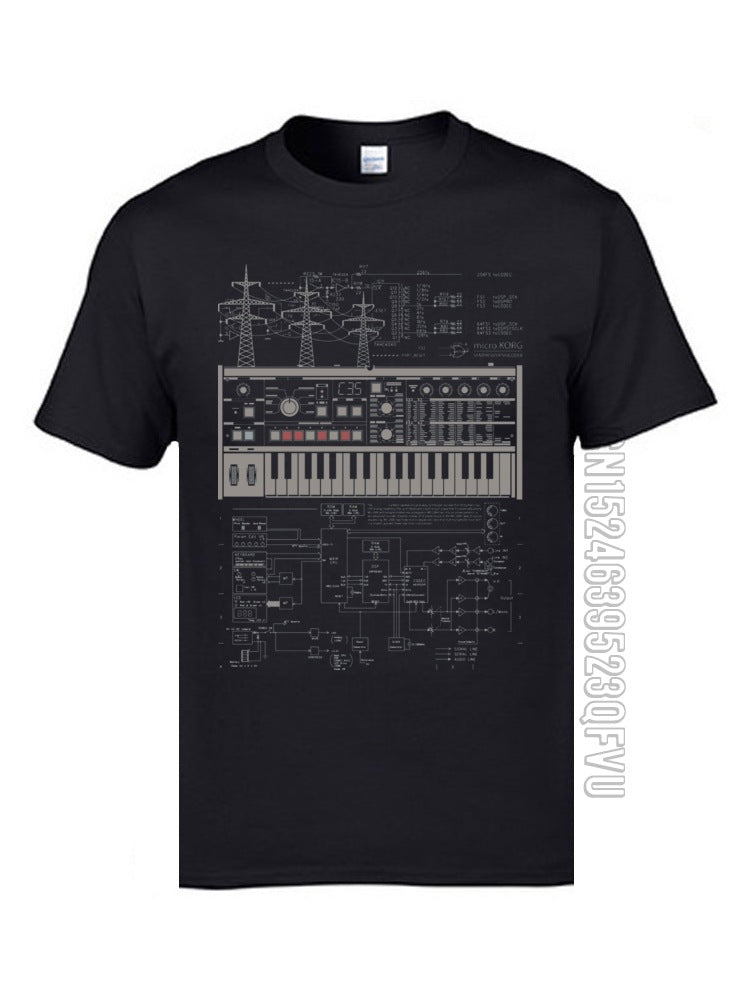Electron Music Synthesizer Illustration Men's Cotton Casual