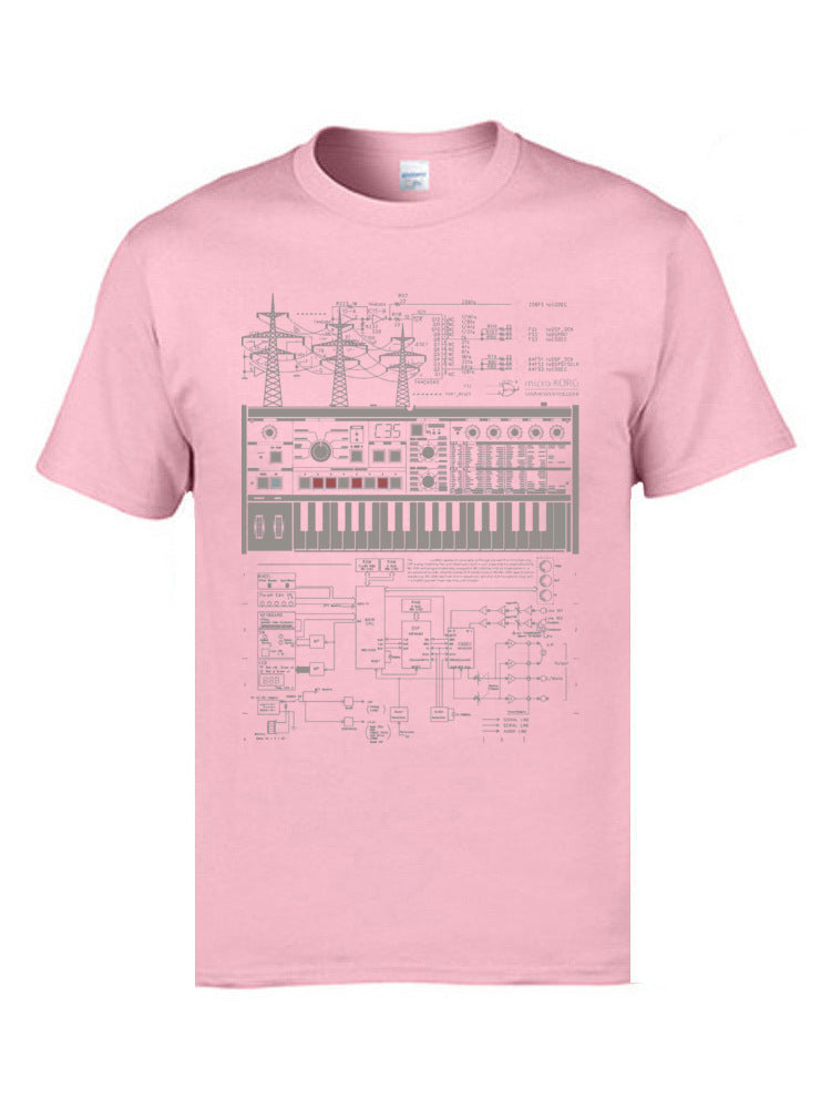Electron Music Synthesizer Illustration Men's Cotton Casual