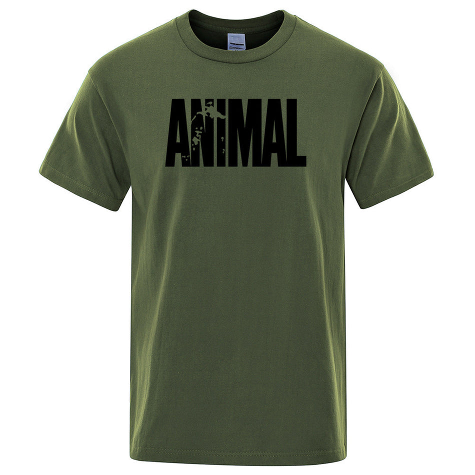 Men's Animal Print Sportwear Summer Short Sleeve Cotton T-Shirt