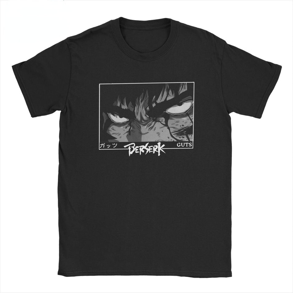Berserk Black Swordsman Anger Eyes Anime Men's Cotton T-Shirt