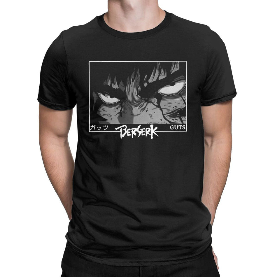 Berserk Black Swordsman Anger Eyes Anime Men's Cotton T-Shirt