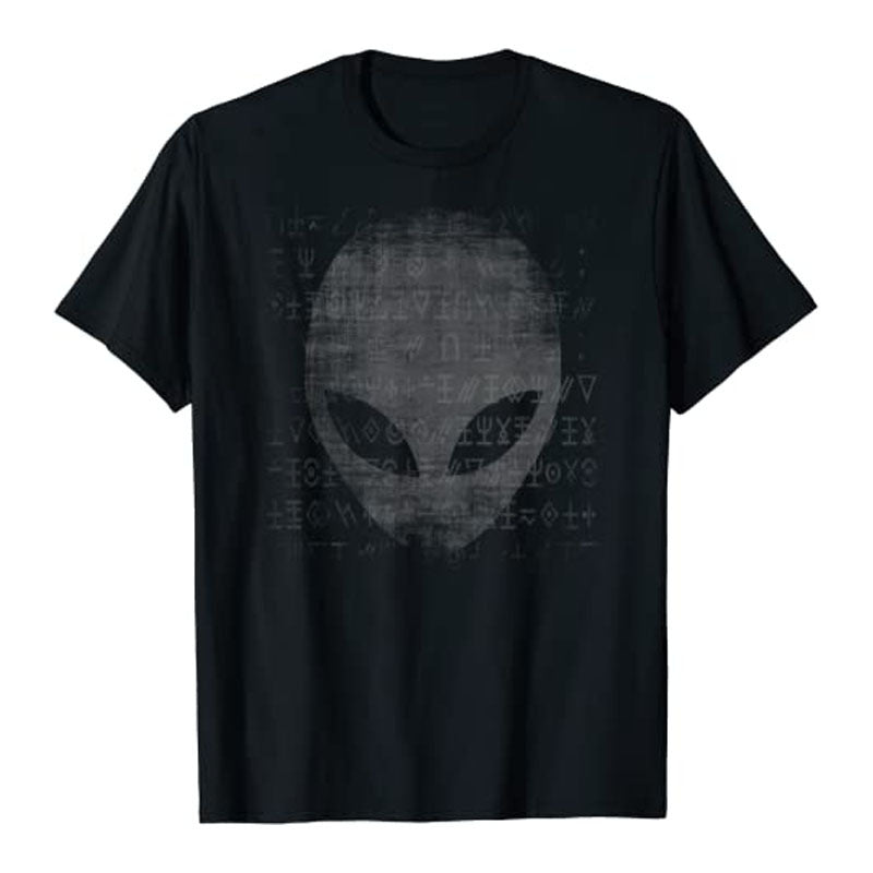 Alien Head UFO Symbols Space Graphic Men's  Cotton T-Shirt