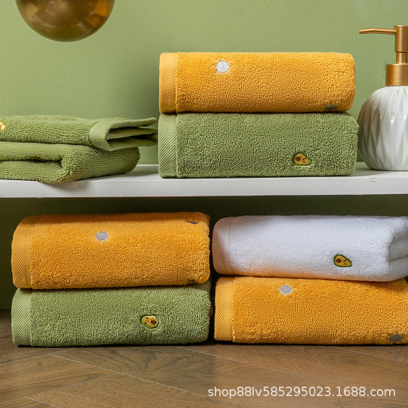 Premium Avocado Embroidered Cotton Face Towel for Daily Care