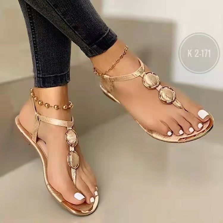 Women's Low Heel Beach Sandals Plus Size 40–43 Casual Style