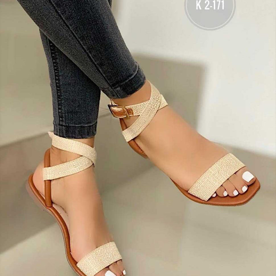 Women's One-Strap Buckle Flat Casual Sandals Plus Size 40–43