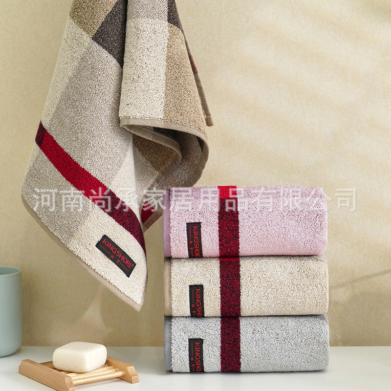Vintage Plaid Cotton Face Towel Soft Absorbent Household Towel