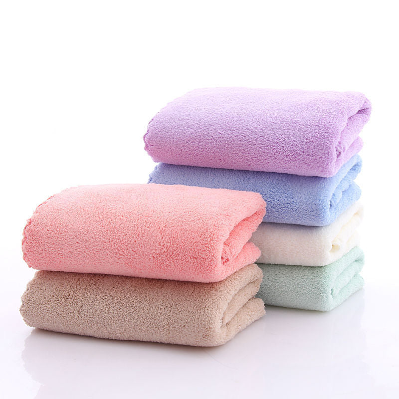 Coral Velvet Hair Drying & Face Towel with Lace Trim