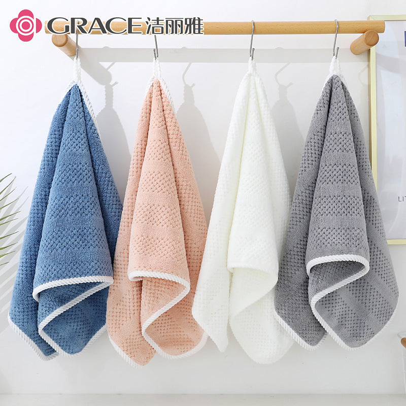 Soft Coral Fleece Face Towel with Hanging Loop for Daily Use