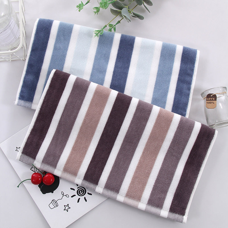 Striped Cotton Cut Velvet Bath & Face Towel Soft Thick Towel