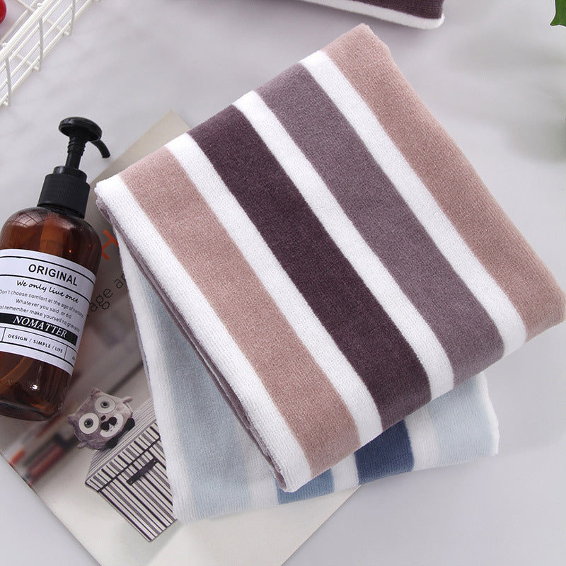 Striped Cotton Cut Velvet Bath & Face Towel Soft Thick Towel