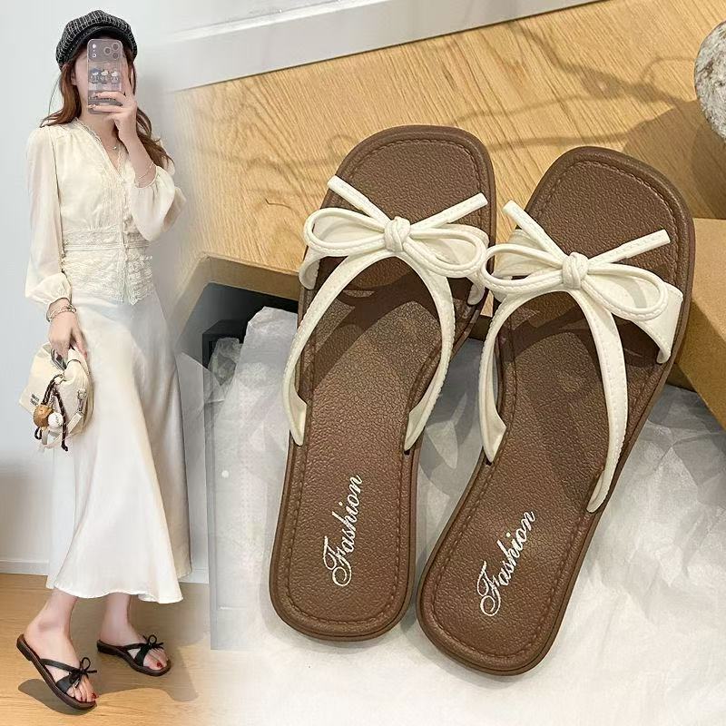 Women's French Style Bow One-Strap Soft Sole Summer Sandals