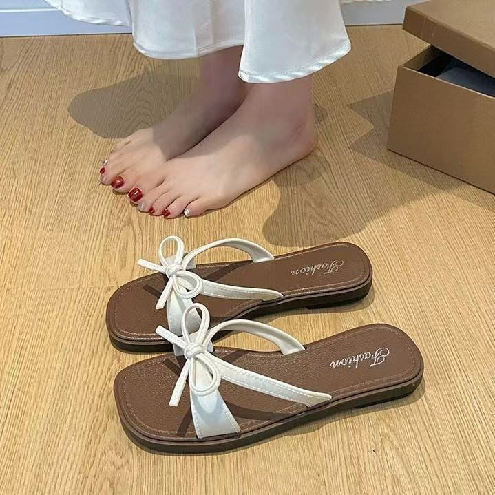 Women's French Style Bow One-Strap Soft Sole Summer Sandals