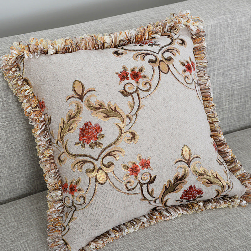 European Style Floral Cushion Cover with Invisible Zipper