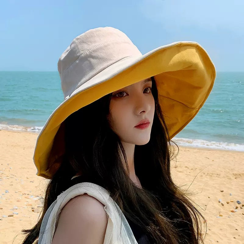 Women's Double-Sided Fisherman Hat Long Brim Sunshade Summer