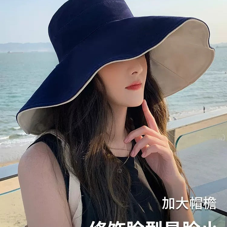 Women's Double-Sided Fisherman Hat Long Brim Sunshade Summer