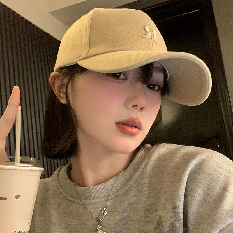 Women's Letter Embroidered Baseball Cap Korean Style Wide Brim