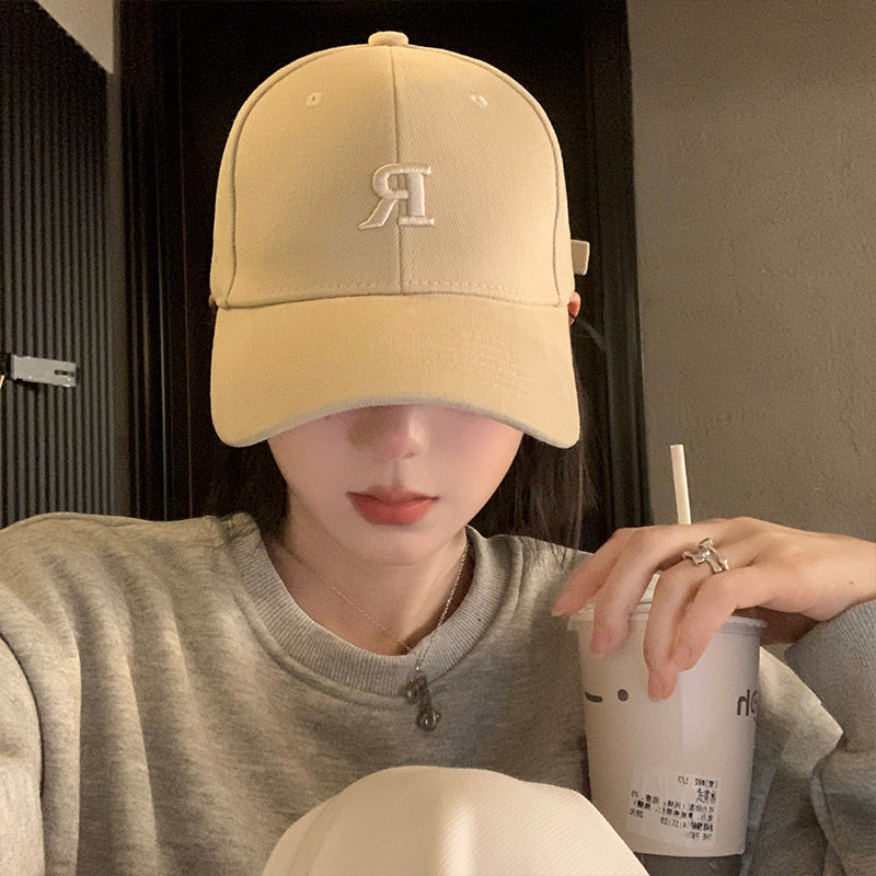 Women's Letter Embroidered Baseball Cap Korean Style Wide Brim