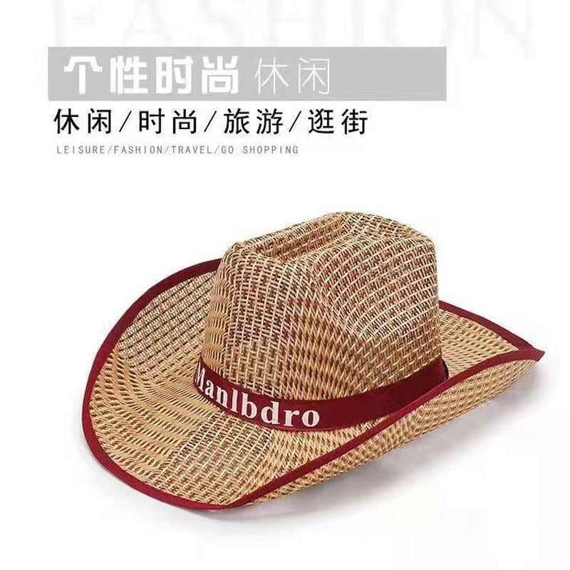 Men's Woven Straw Wide Brim Sun Protection Fishing Hat