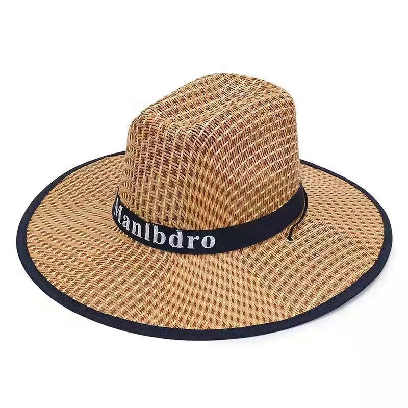 Men's Western Style Straw Wide Brim Sun Protection Cowboy Hat
