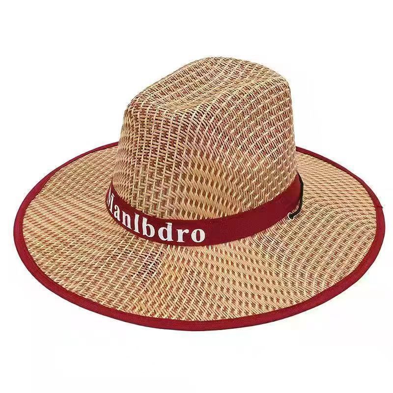 Men's Western Style Straw Wide Brim Sun Protection Cowboy Hat